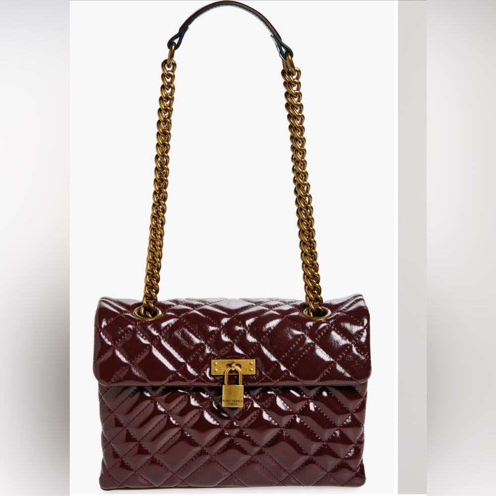 Brand new, London Brixton luxurious, soft, leather burgundy, Lock shoulder bag